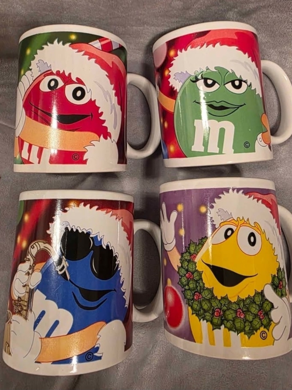 M&M's Holiday Character Ceramic Mug - Set of 4 (Red, Green, Blue, Yellow)